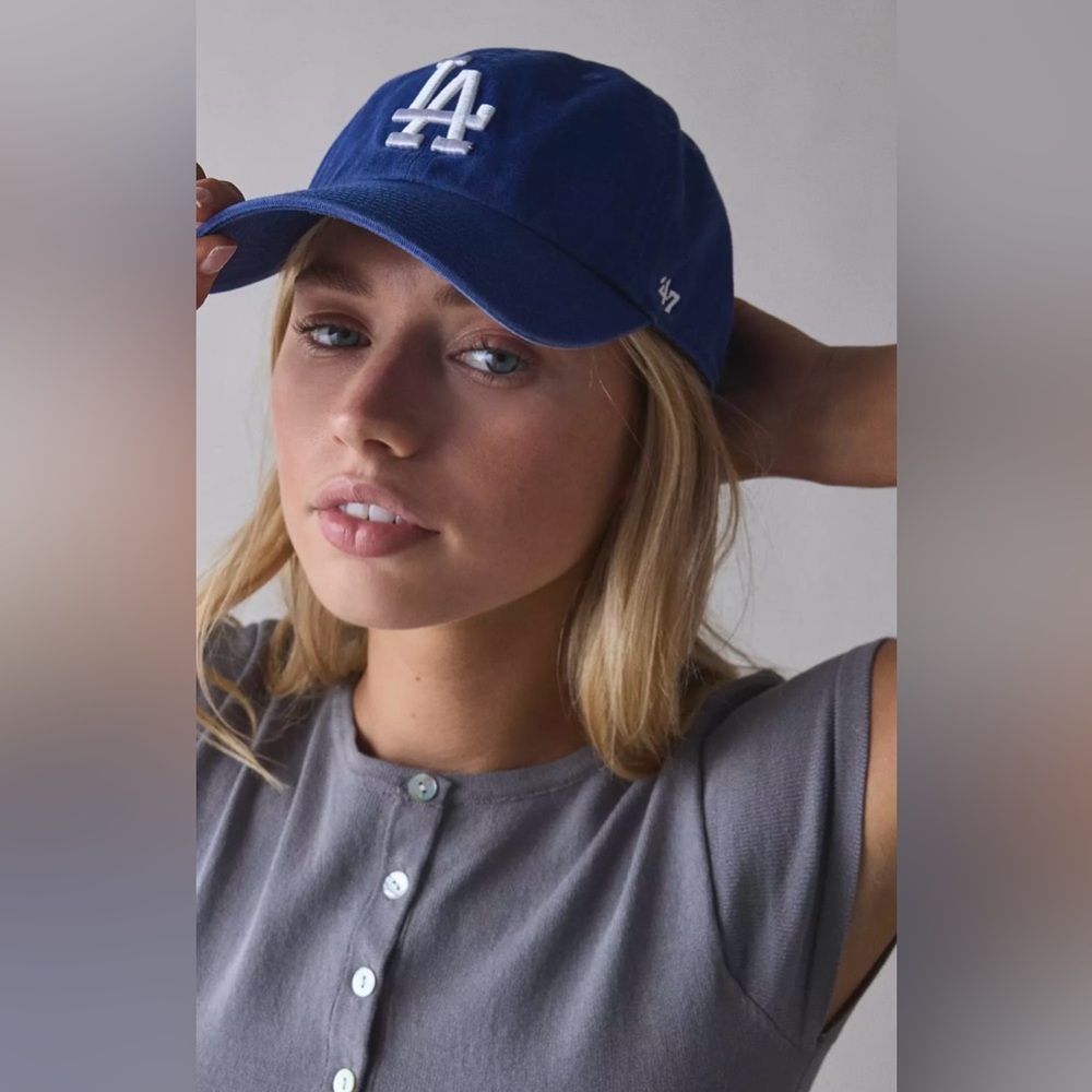 '47 Brand MLB Los Angeles Dodgers Team Logo Clean Up Hat Royal Blue